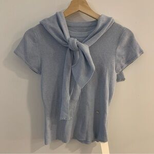 Light Blue Ribbed Knit Top
